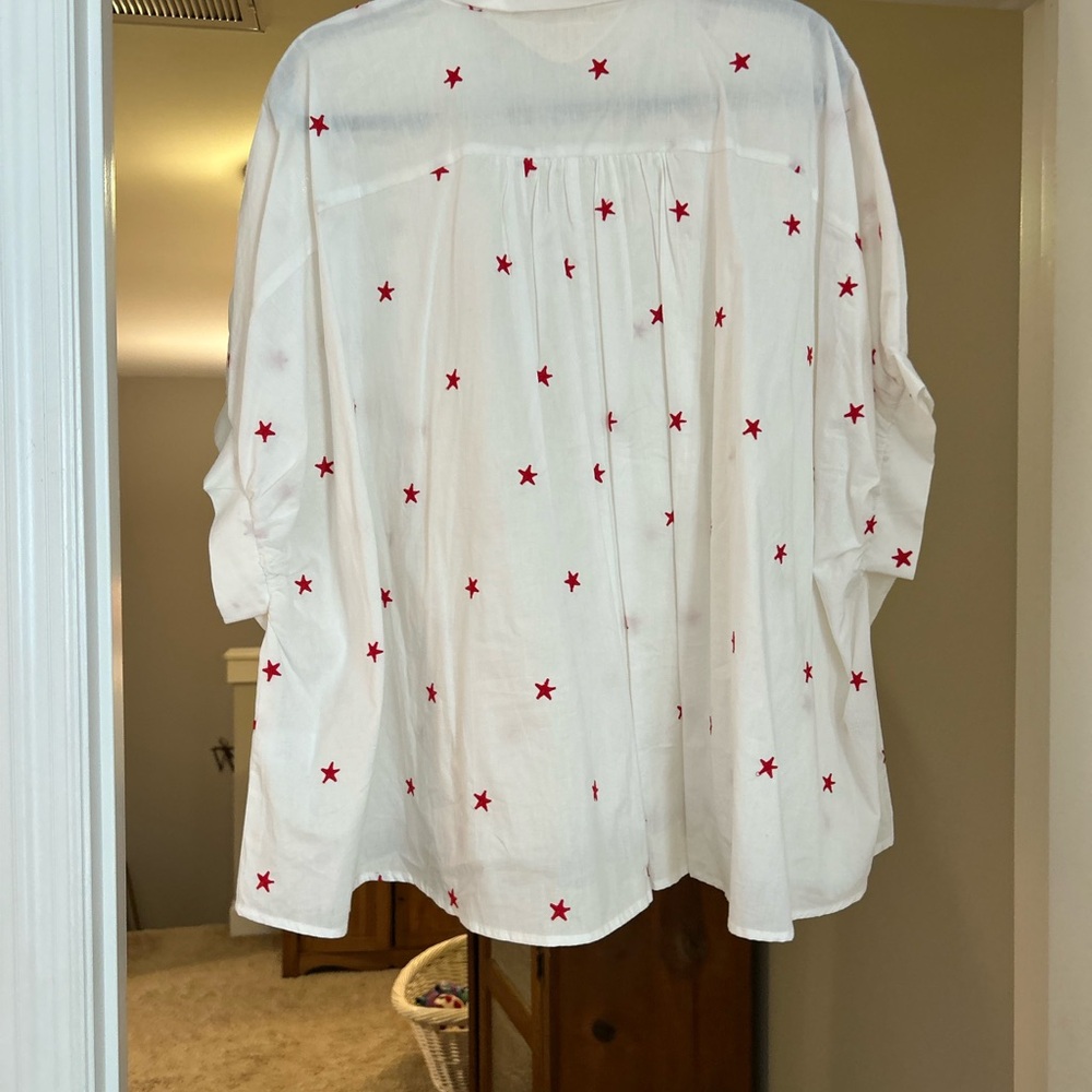 White Star-Patterned Women’s Shirt - Picture 4 of 5